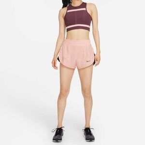 {Nike} "Tempo Luxe Running Division Dri-Fit" Light Pink Black Trim Gym Shorts